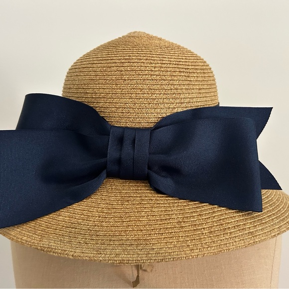 Elegant Tan Sun Hat from Toucan Brand, with Navy Ribbon - Tuckernuck - Picture 2 of 3